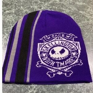 Disney Jack Skellington Night Before Christmas Beanie Hat Skull Purple White